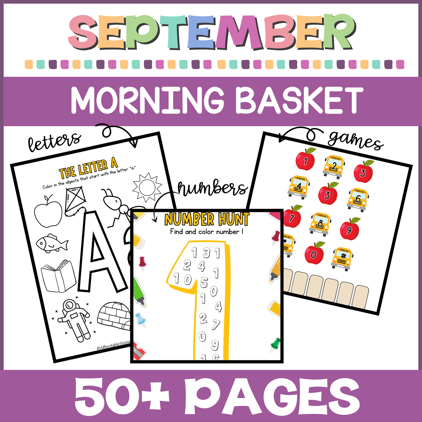 September Morning Menu Preschool Printable Activity Pack